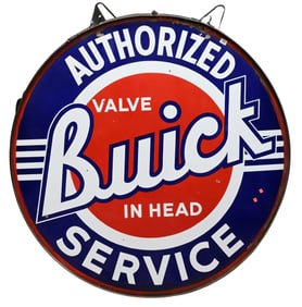 Double Sided Authorized Buick Service Porcelain Advertising Sign