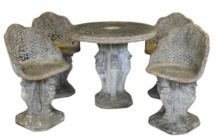 Cast Concrete Five Piece Outdoor Set