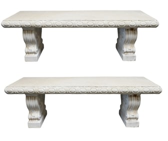 Pair of Oversized Cement Three Part Benches