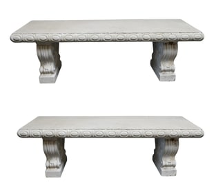 Pair of Oversized Cast Cement Benches