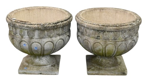 Pair of Cast Cement Urns