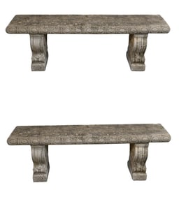 Pair of Cast Concrete Benches