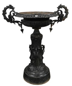 Victorian Iron Urn having Dragon Handles