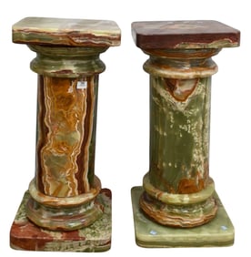 Pair of Grained Green Onyx Display Pedestals