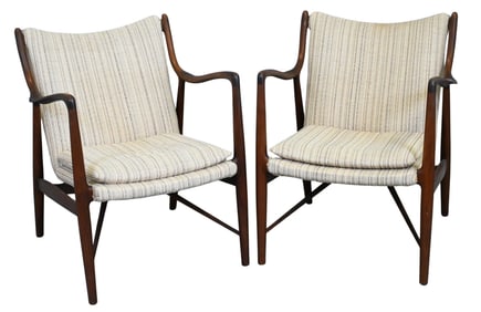 Pair of NV-45 Lounge Chairs After Finn Juhl (Danish 1912-1989) for Niels Vodder