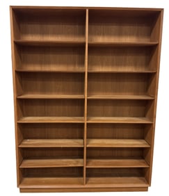 Mid-Century Danish Style Double Bookcase