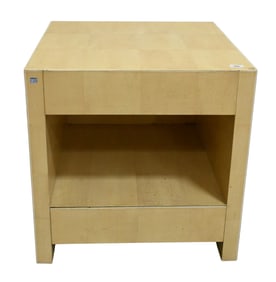 Faux Shagreen Glass Top Side Table