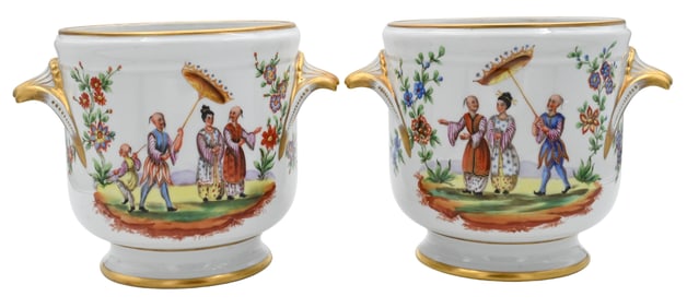 Pair of French Porcelain Cache Pots