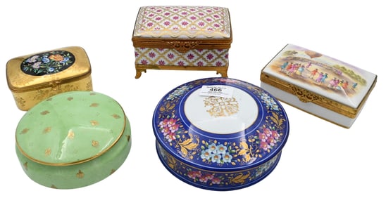 Five Le Tallec and Tiffany and Company Porcelain Boxes
