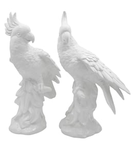Pair Blanc de Chine Ceramic Cockatoos