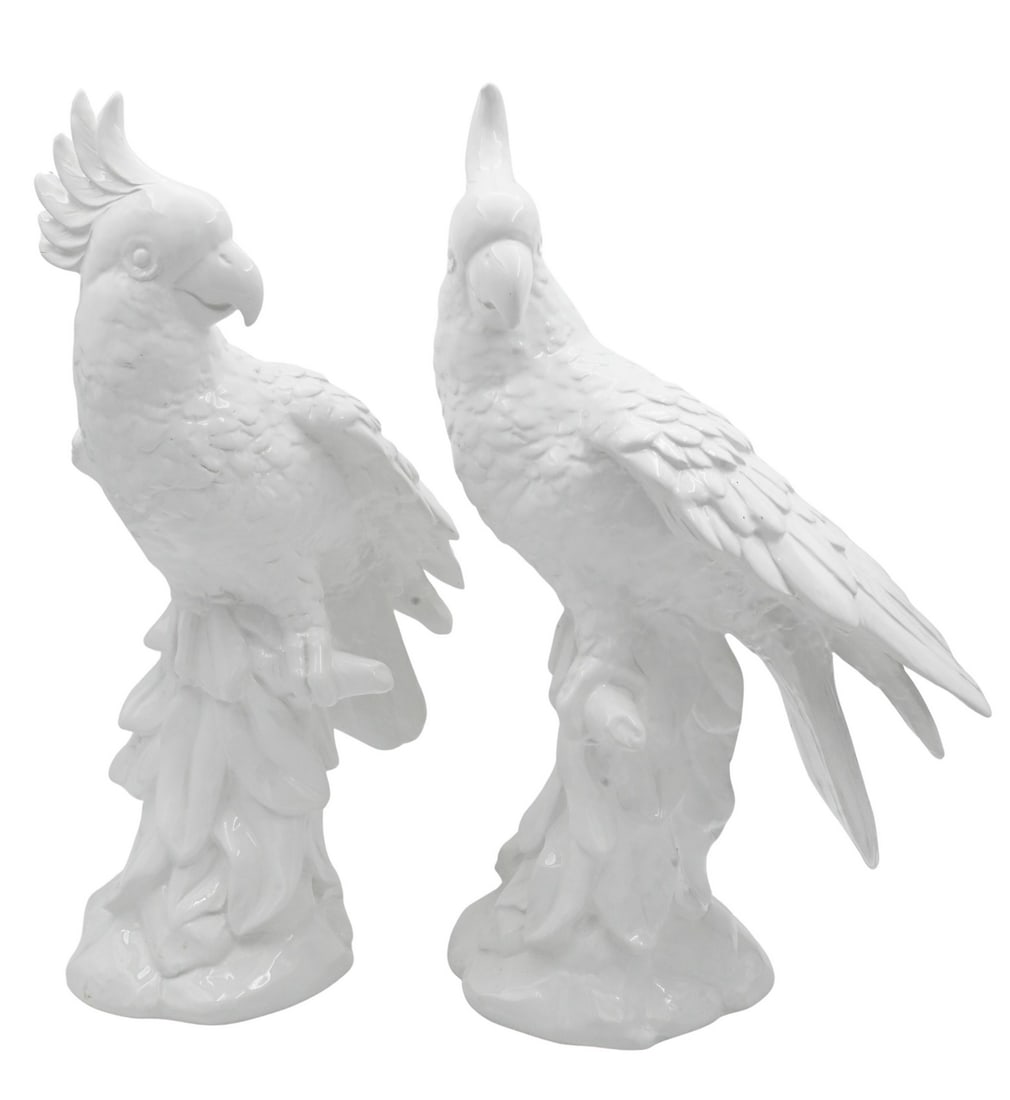 Pair Blanc de Chine Ceramic Cockatoos (1 of 6)