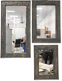 Group of Three Eastern Silvered Mirrors