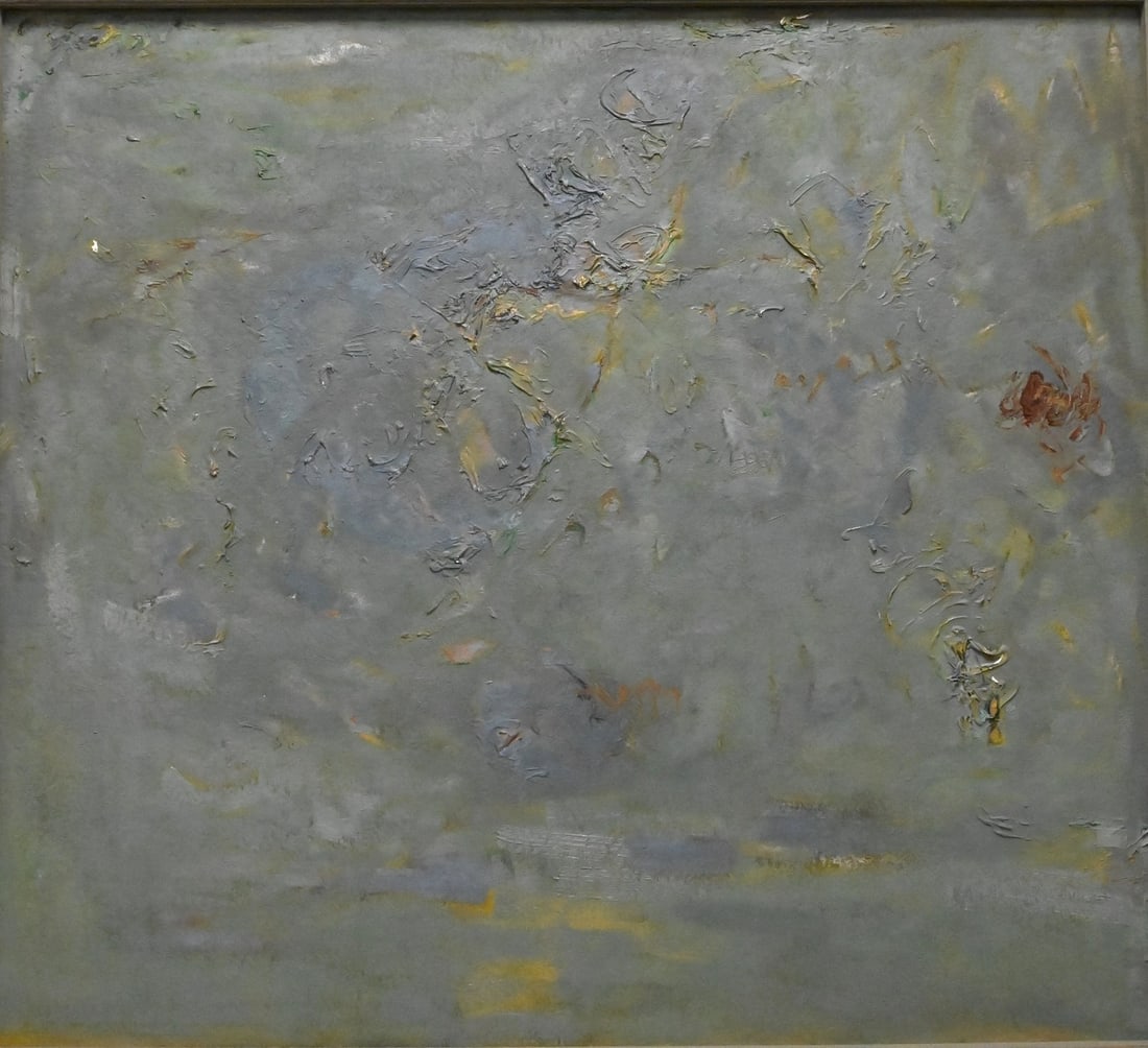 Tom Ingle (American, Connecticut 1920 - 1973): Tom Ingle (American, Connecticut 1920 - 1973) "Meditation" circa, 1950-57 Oil on canvas Signed and titled verso "Ingle _ Meditation Ain Feshkha" 48" x 54" Provenance: Estate of the artist daughter Ine