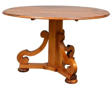 Biedermeier Style Burlwood Round Pedestal Table