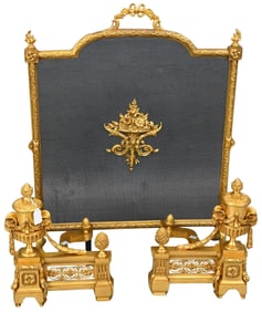 Three Piece Louis XVI Style Gilt Fireplace Lot