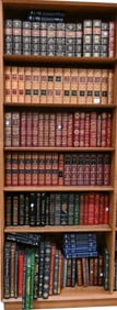 Six Shelves of Decorative Leather Bound Books