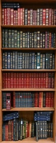 Six Shelves of Decorative Leather Bound Books