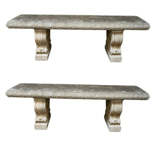 Pair of Cast Concrete Benches