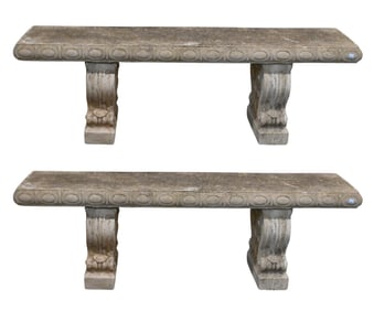 Pair of Cast Concrete Benches