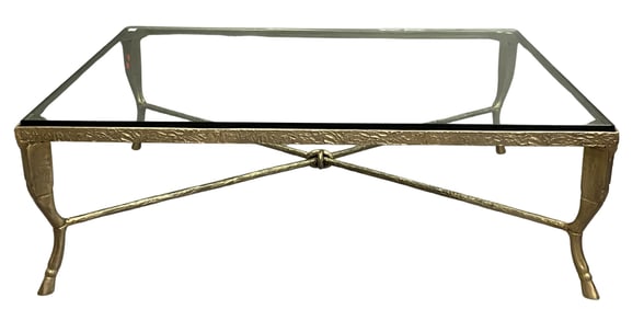 Giacometti Style Iron and Glass Coffee Table