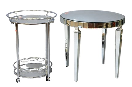 Two Piece Mid-Century Modern Mirrored Table Group