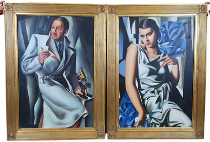 Pair of Art Deco Portraits After Tamara de Lempicka (Polish 1898-1980)