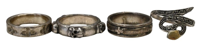 Four Sterling Silver Rings Attributed to Loree Rodkin