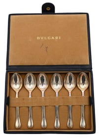 Set of Six Bulgari Eccentria Sterling Silver Spoons