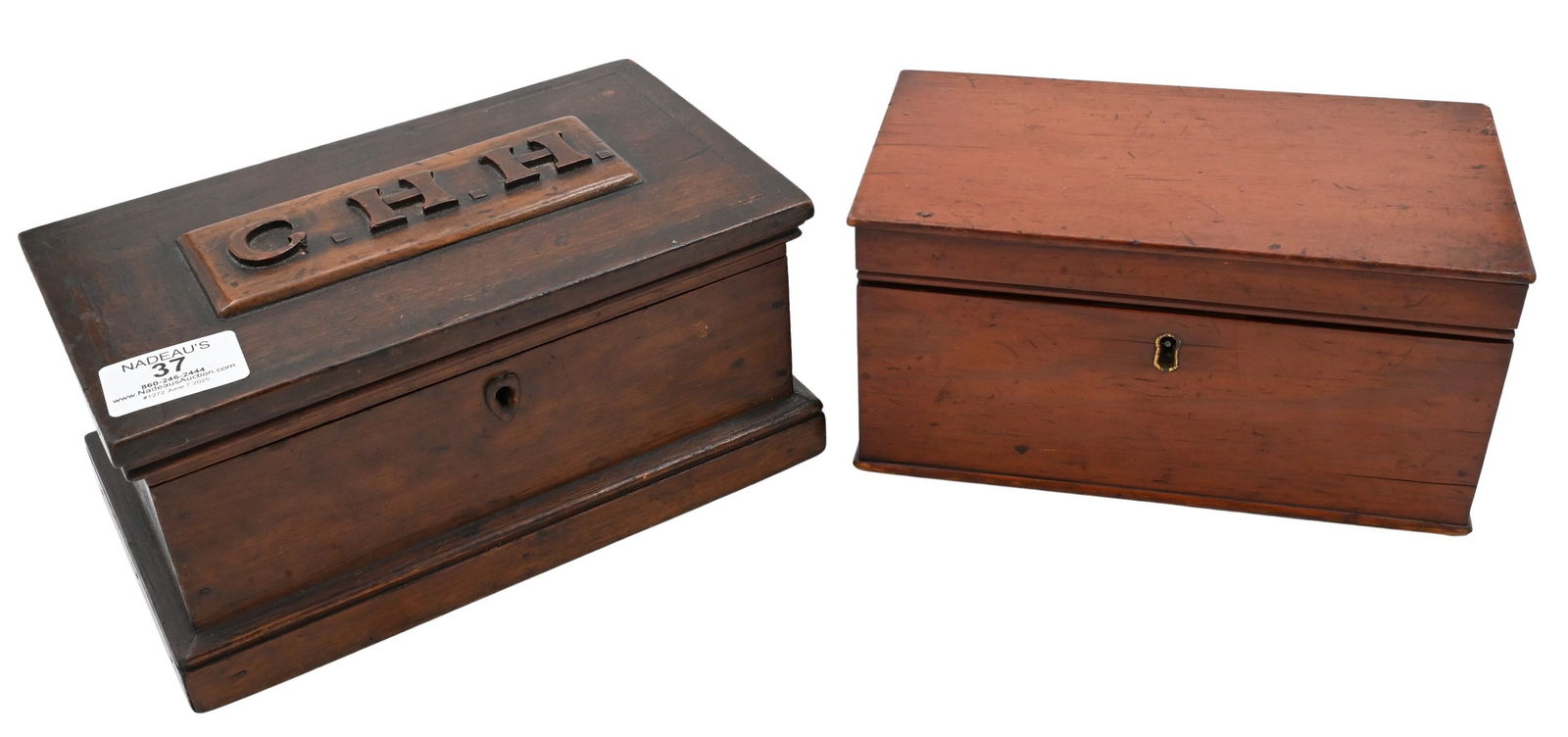 Two Small Carved Wood Boxes (1 of 6)