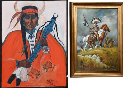 Group of Three Large Native American Framed Pieces