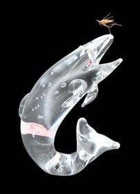 James Houston for Steuben Trout and Fly Paperweight