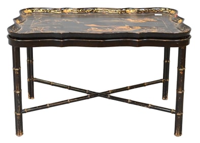 Chinese Style Tray Top GIlt Decorated Coffee Table