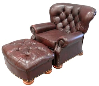 Lazy Boy Leather Recliner and Footstool