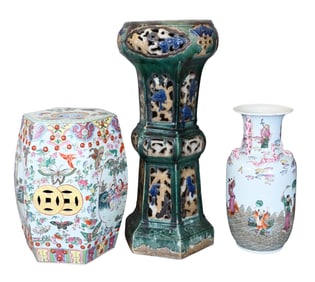 Three Chinese Outdoor Ceramic Garden Pieces