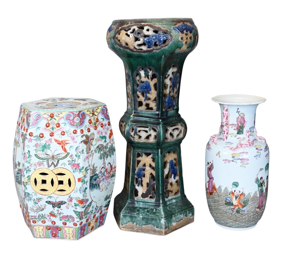 Three Chinese Outdoor Ceramic Garden Pieces (1 of 5)