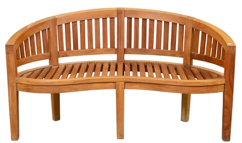 Teak Outdoor Crescent Shaped Bench