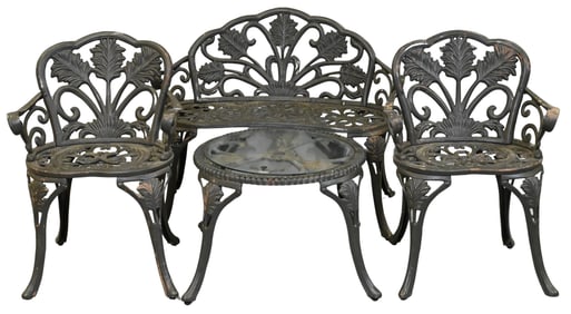 Four Piece Cast Iron Furniture Lot