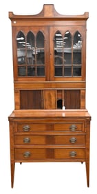 Federal Style Mahogany Tambour Secretary Desk