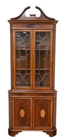 Pair of Mahogany Inlaid Corner Cabinets