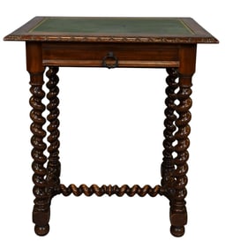 Mahogany Leather Top Side Table