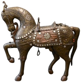 Large Indian Metal Mounted Marwari Horse