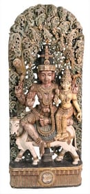 Large Carved Tibetan Figural Wall Mount