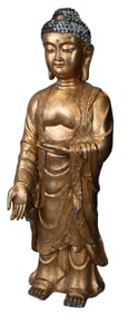 Gilt Metal Standing Buddha Figure