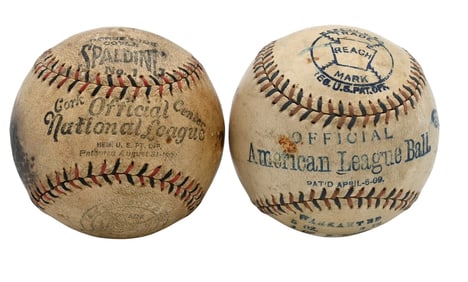 Two Early Official National American League Baseballs