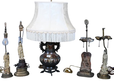 Group of Five Chinese Table Lamps