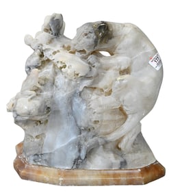Art Deco Figural Alabaster Table Lamp