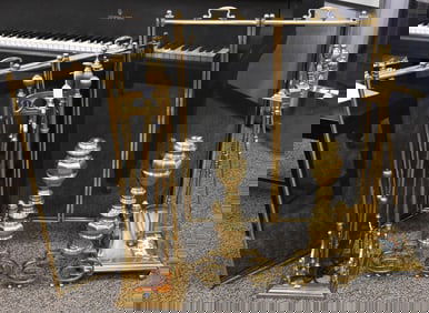 Large Brass Fireplace Group