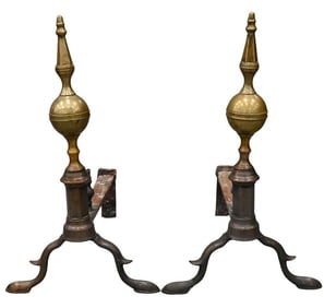 Pair of Federal Brass Andirons