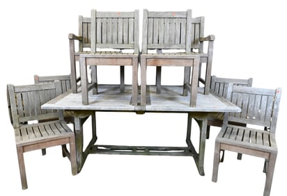 Nine Piece Teak Outdoor Patio Set