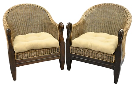 Pair of Wicker Club Chairs